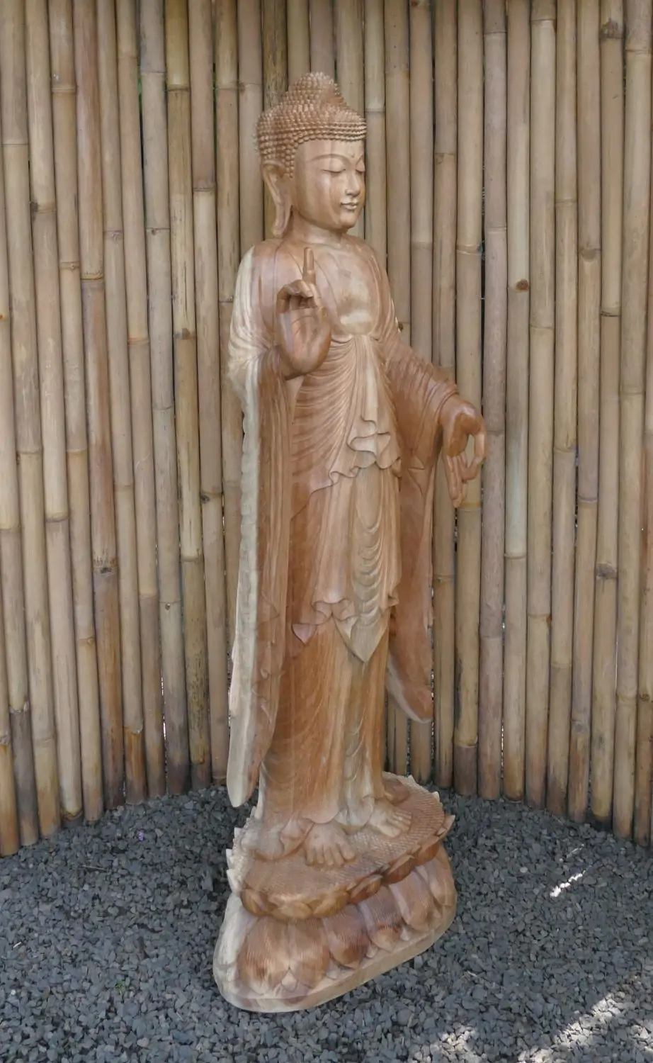  Product image 3 of the product “Standing buddha made from suar wood, 150cm Height ”